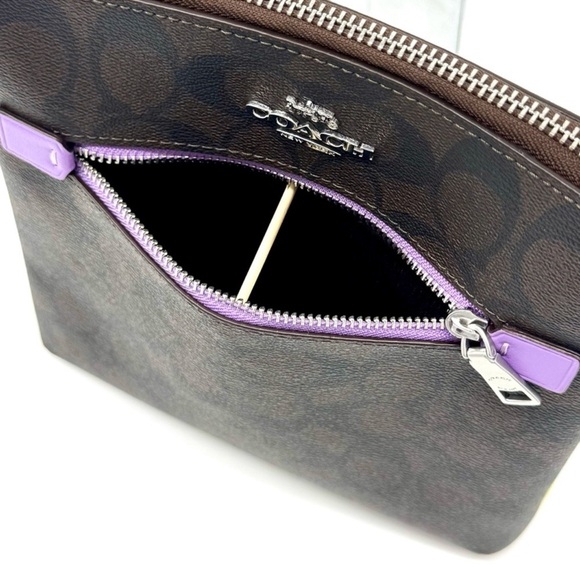 Coach Mini Rowan File Bag - SV/Brown/Iris Multi - Picture 9 of 11